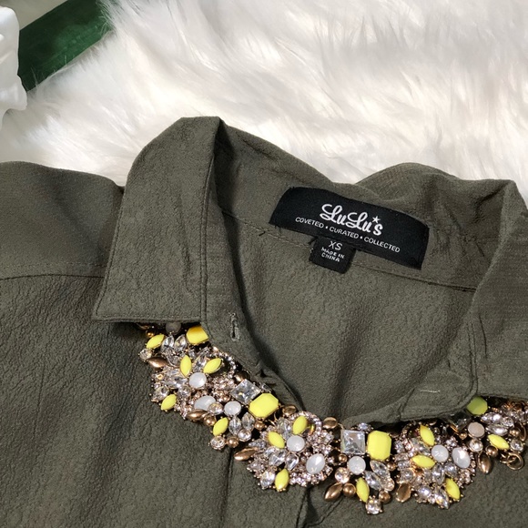 Lulu’s Army Green Button Dress - Picture 6 of 8